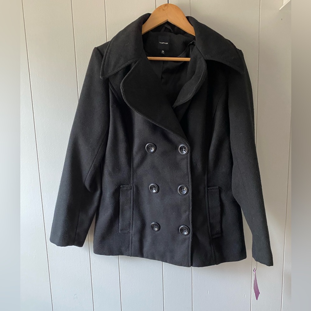 NWT Rampage black pea coat. Size medium